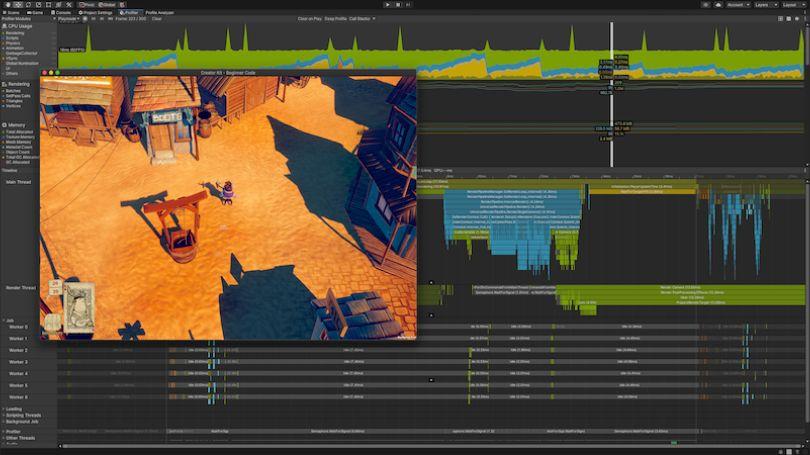 Captura de tela do Unity Profiler