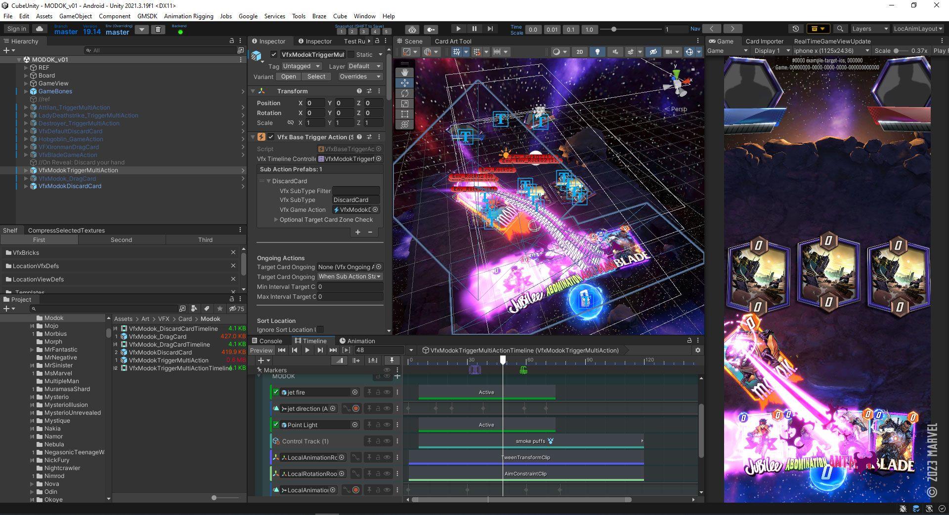 Marvel SNAP VFX in the Unity editor