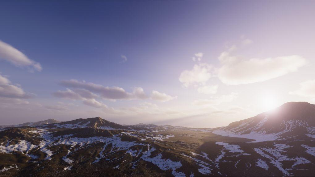 Chaîne de montagnes rendue