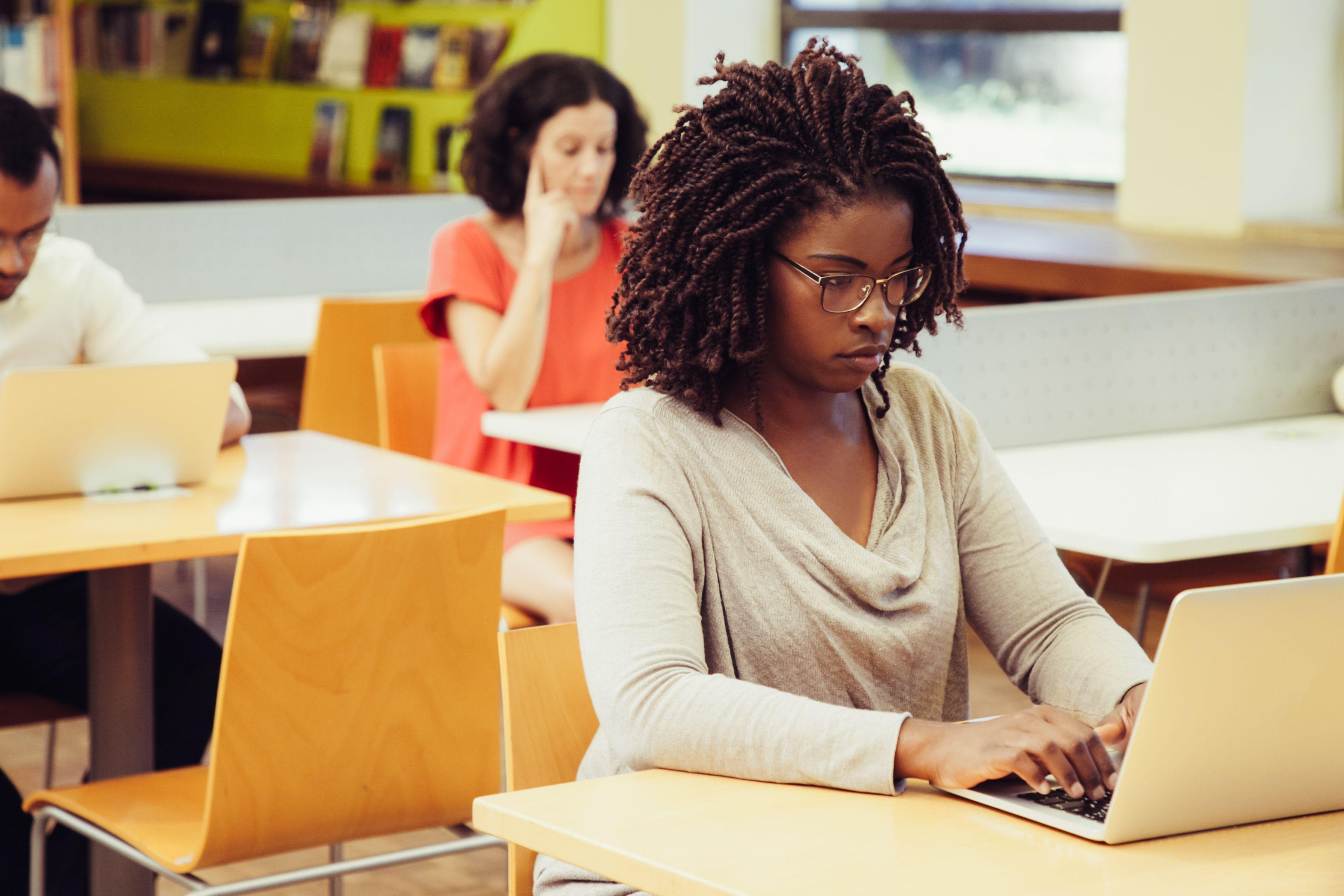 Woman using laptop