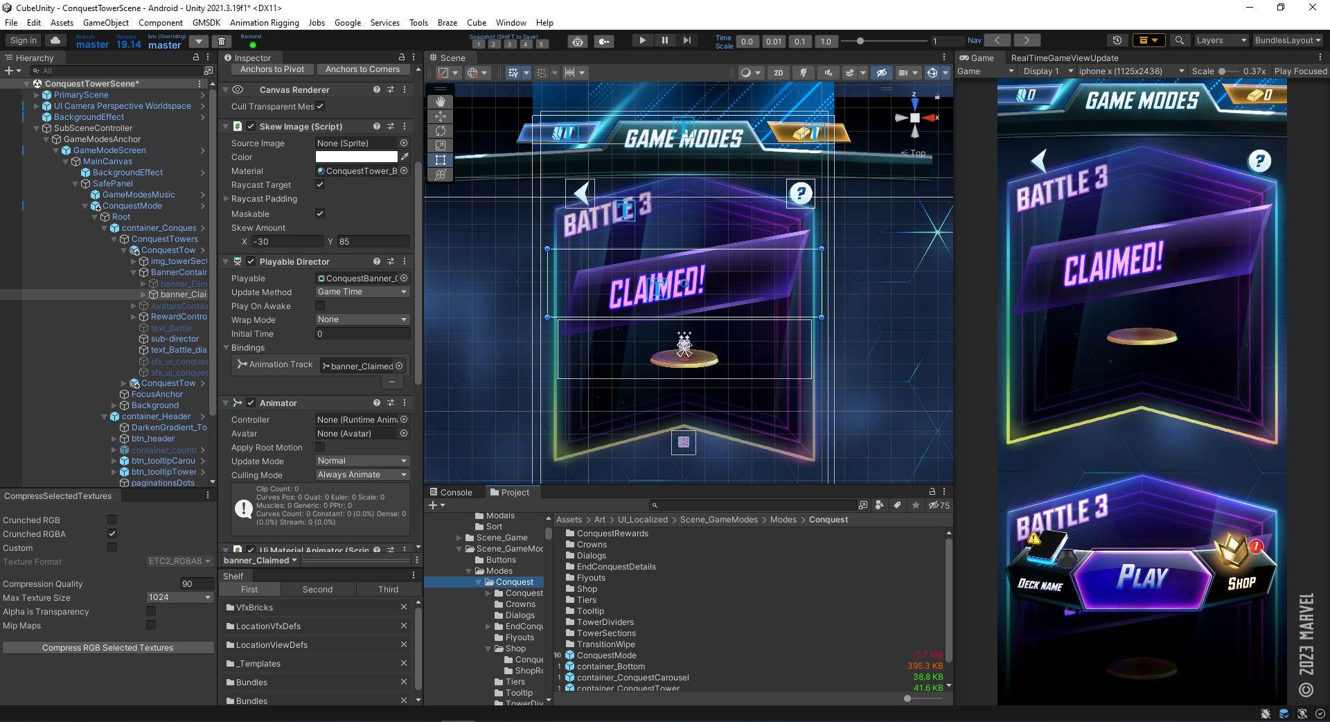 Marvel SNAP UI en el editor Unity