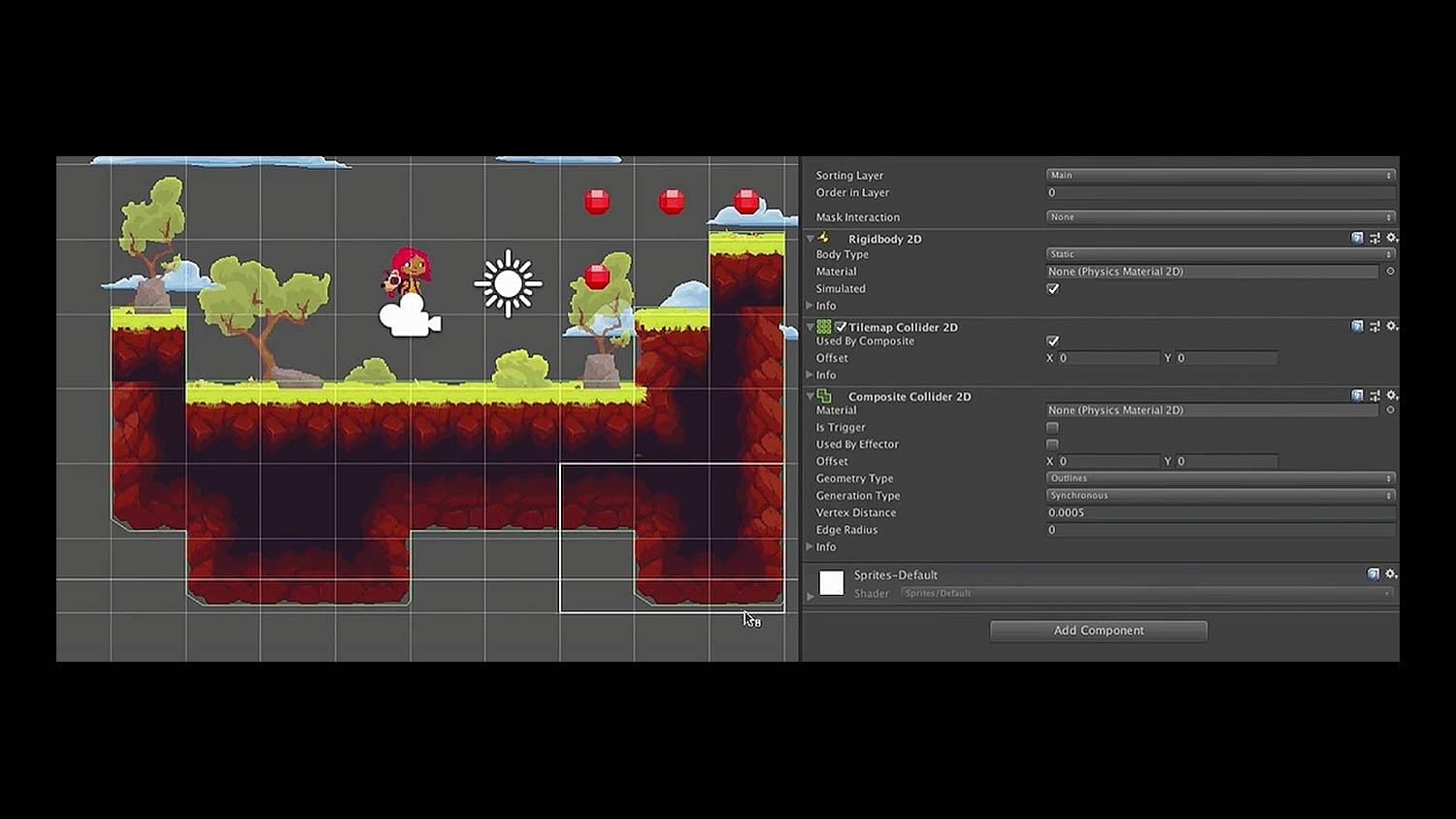 Unity — уменьшение числа коллайдеров с помощью Tilemap