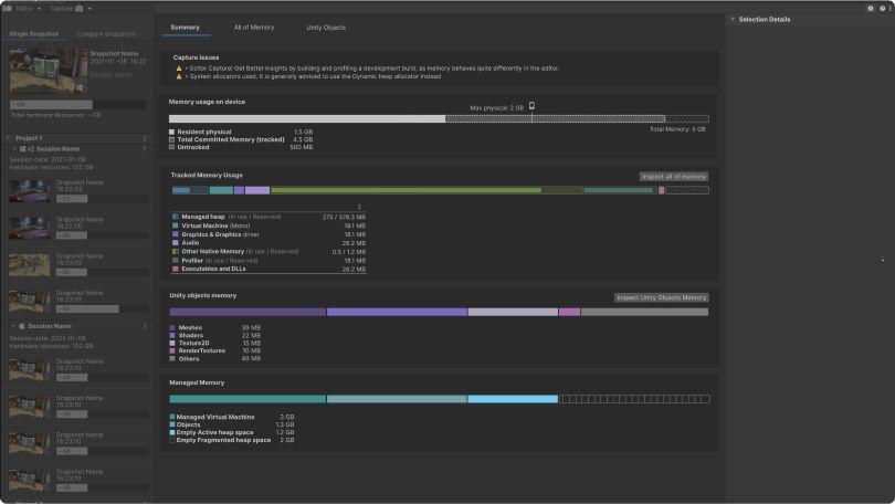 Memory Profiler summary