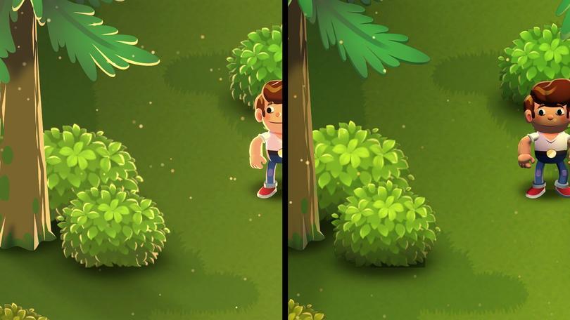 THE BUSHES IN HAPPY HARVEST APPEAR TO HAVE DEPTH THANKS TO NORMAL MAPS (ENABLED BY THE NORMAL MAP OPTION IN THE LIGHT COMPONENT).