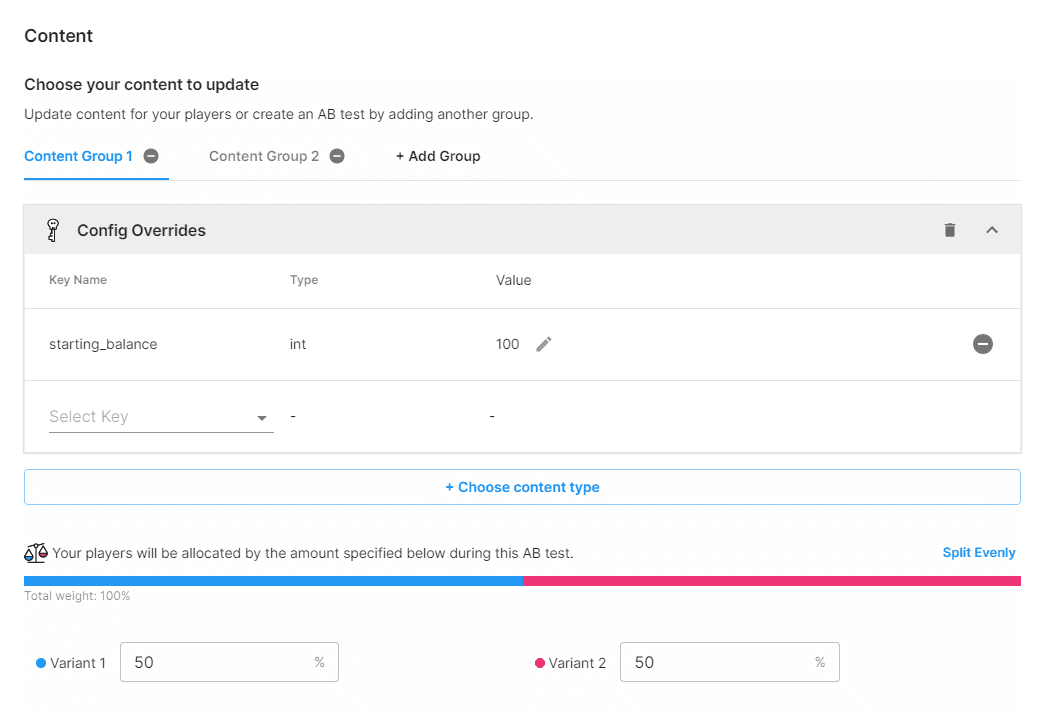 A/B testing dashboard screenshot 